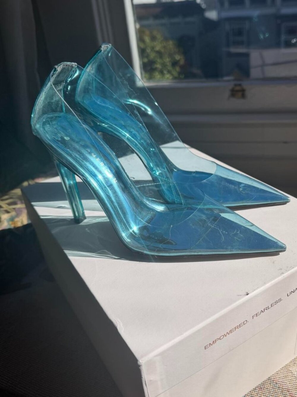 Good American Cinderella -  Ice Blue Lucite Clear Stiletto Pumps Size 6